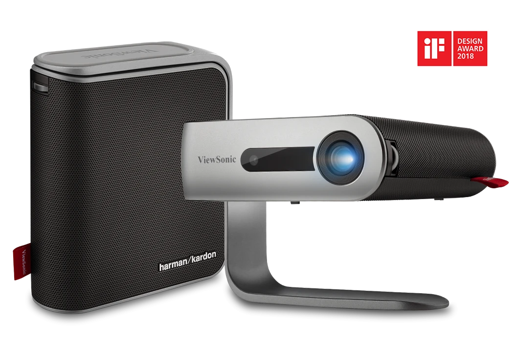 ViewSonic M1+ - Proyector LED portátil con altavoces Bluetooth Harman Kardon, USB C, Wi-Fi