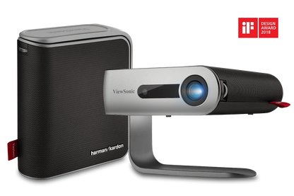 ViewSonic M1+ - Proyector LED portátil con altavoces Bluetooth Harman Kardon, USB C, Wi-Fi